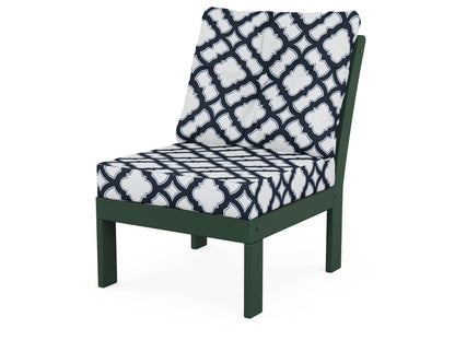 POLYWOOD® Vineyard Modular Armless Chair in Green / Trellis Marine Indigo