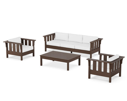 Martha Stewart by POLYWOOD® Acadia 4-Piece Deep Seating Set with Sofa in Mahogany / Natural
