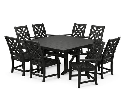 Country Living Wovendale 9-Piece Square Farmhouse Dining Set with Trestle Legs in Black