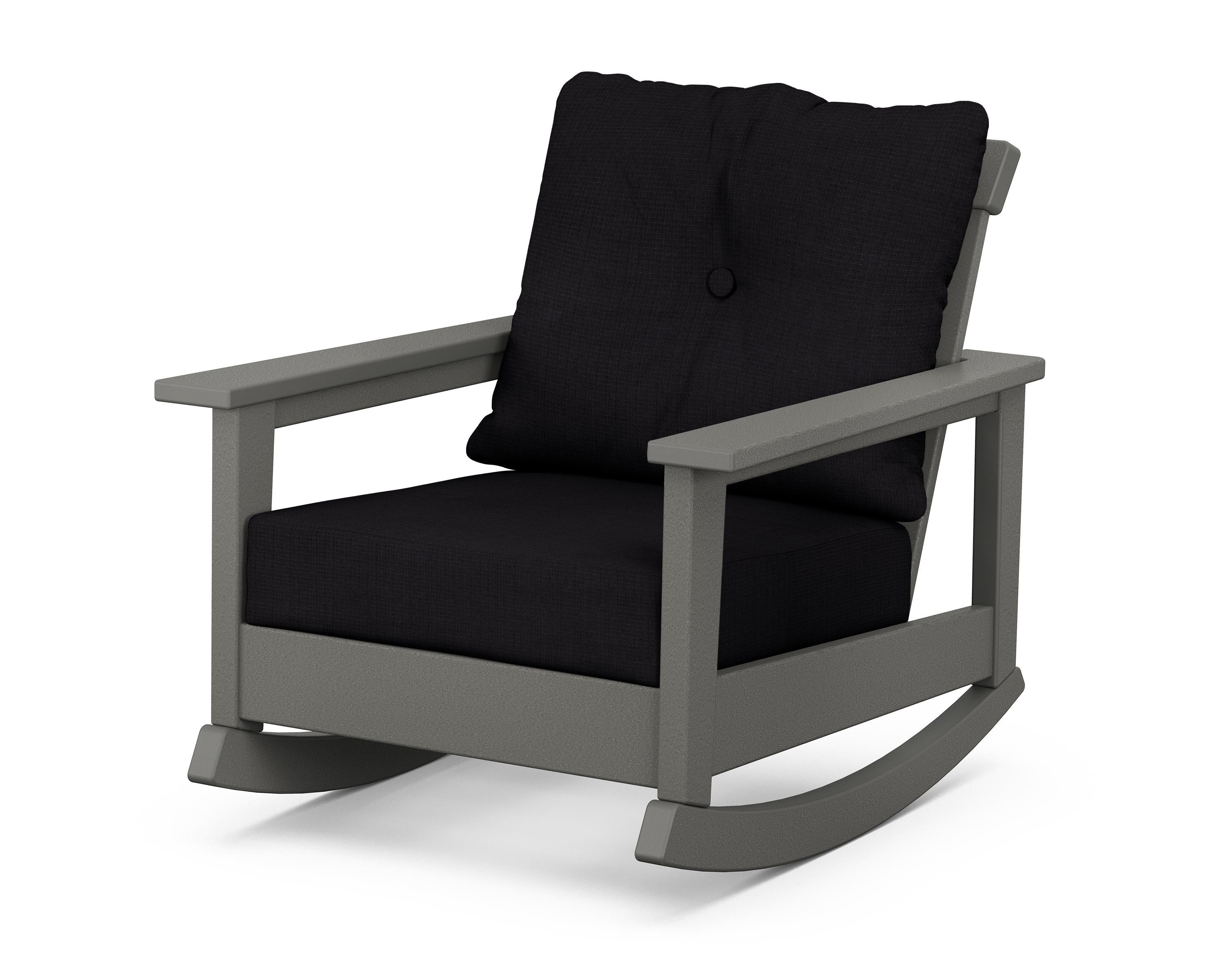 POLYWOOD® Prescott Deep Seating Rocking Chair in Slate Grey / Midnight Linen