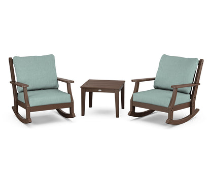 Country Living Wovendale 3-Piece Deep Seating Rocker Set in Mahogany / Glacier Spa