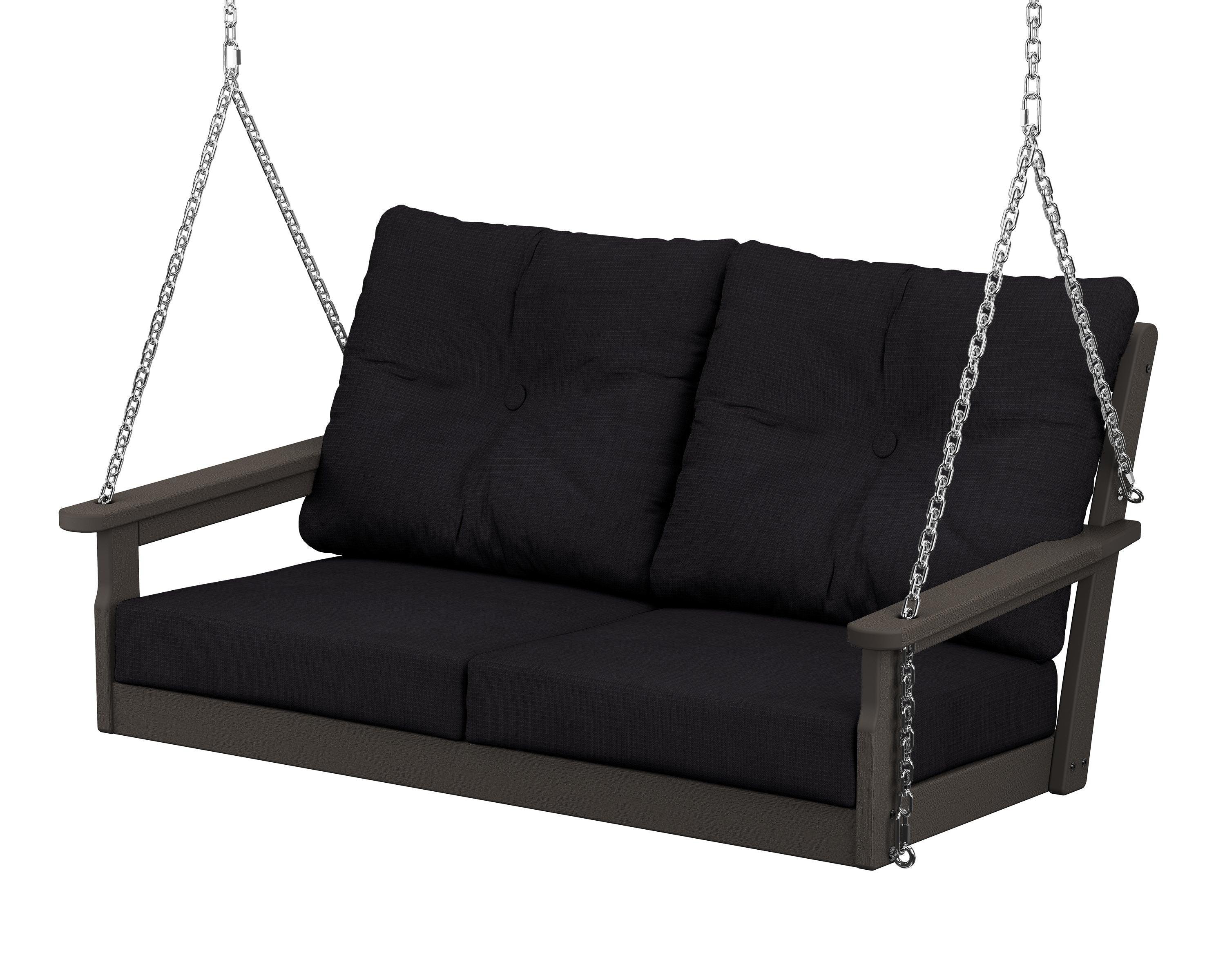 POLYWOOD® Vineyard Deep Seating Swing in Vintage Coffee / Midnight Linen