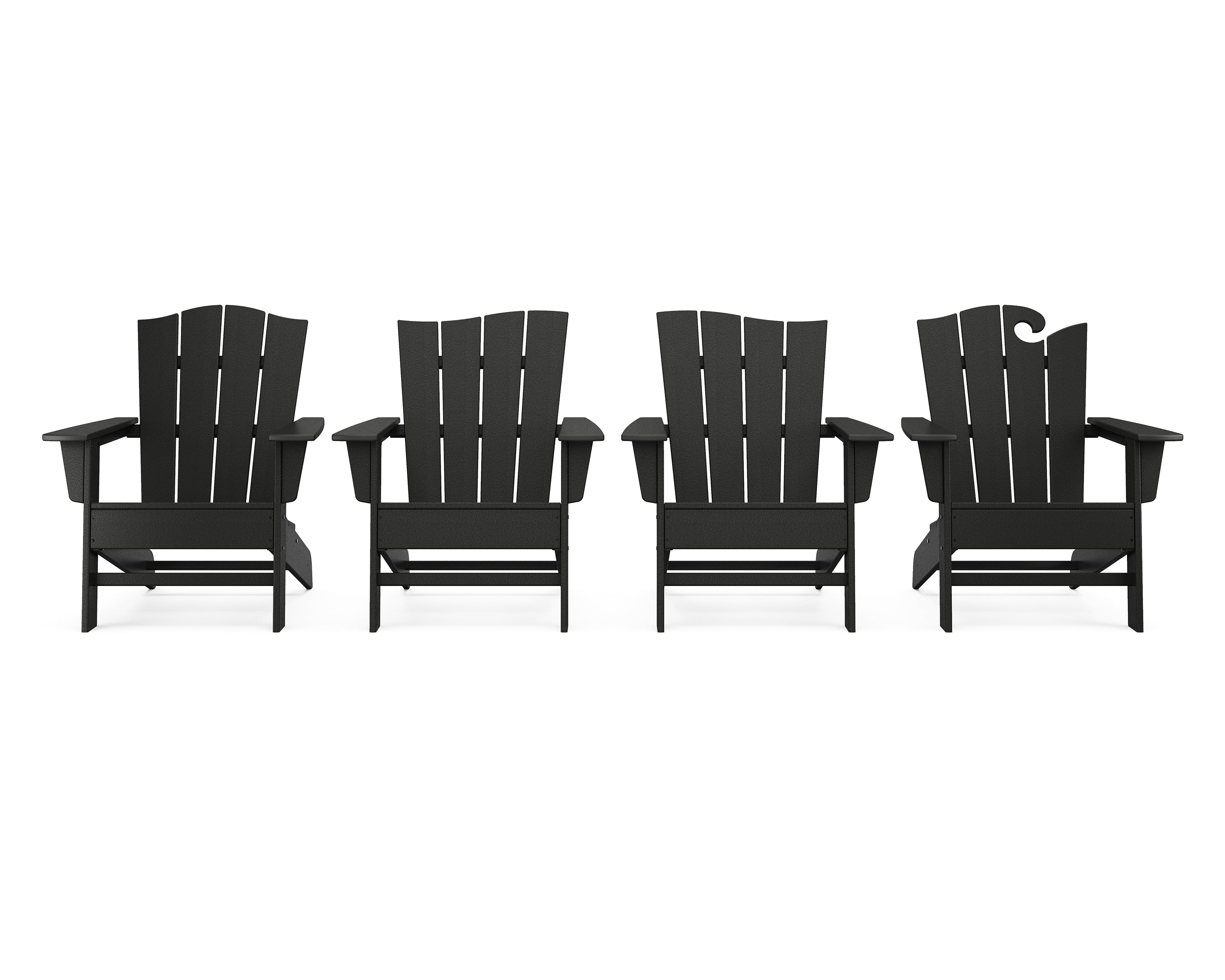 POLYWOOD® Wave Collection 4-Piece Adirondack Chair Set in Black