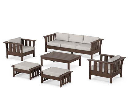 Martha Stewart by POLYWOOD® Acadia 6-Piece Lounge Sofa Set in Mahogany / Cast Ash