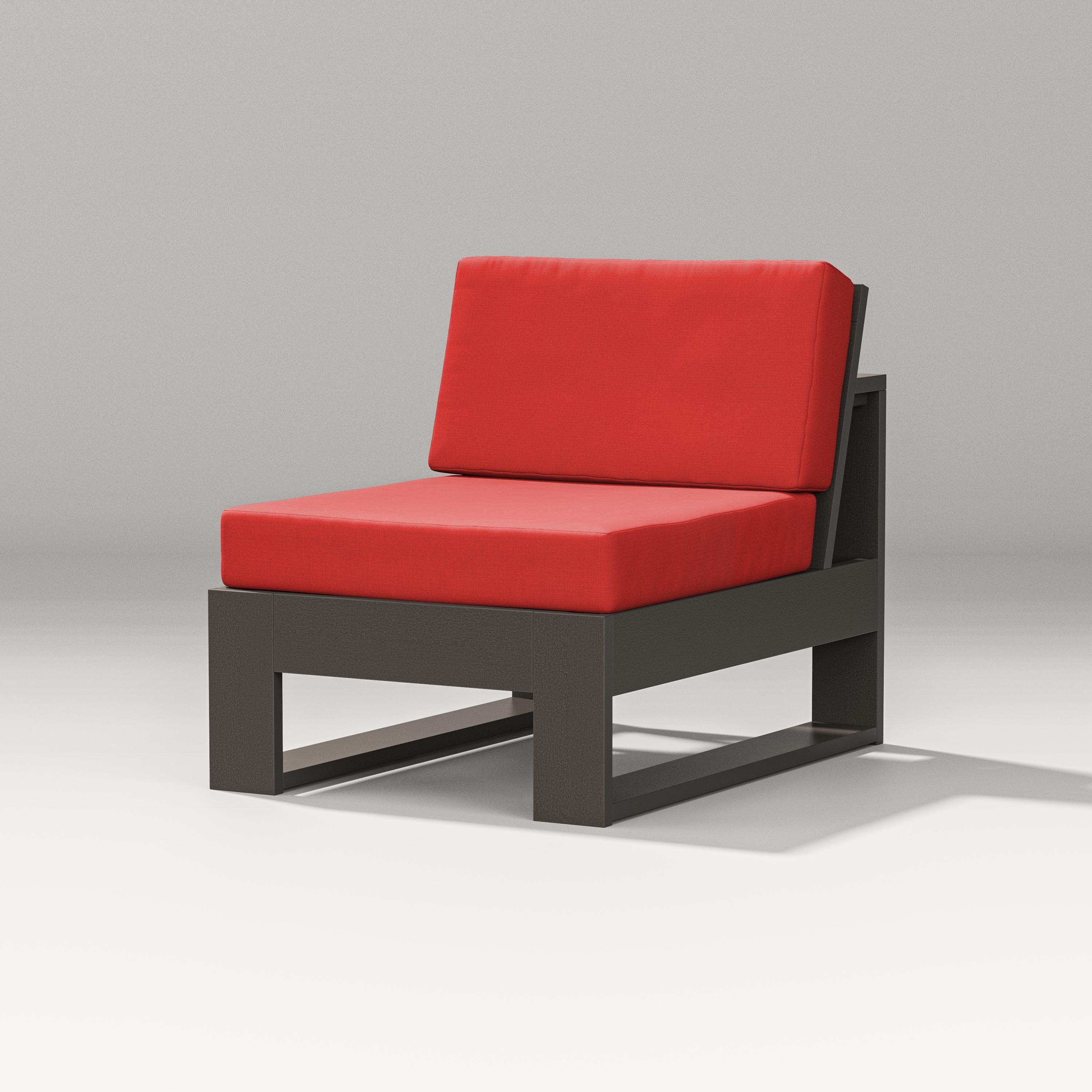 PW Designer Series Latitude Modular Armless Chair in Vintage Coffee / Crimson Linen
