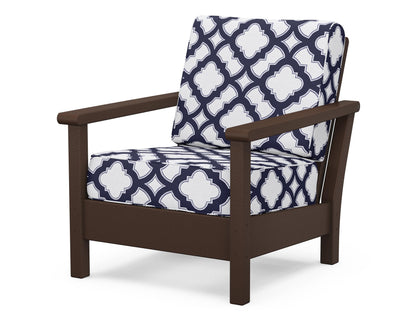 POLYWOOD® Harbour Deep Seating Chair in Mahogany / Trellis Navy