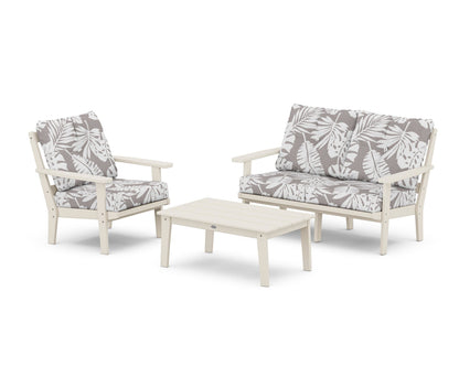 POLYWOOD® Prairie 3-Piece Deep Seating Set with Loveseat in Sand / Leaf Grey Mist