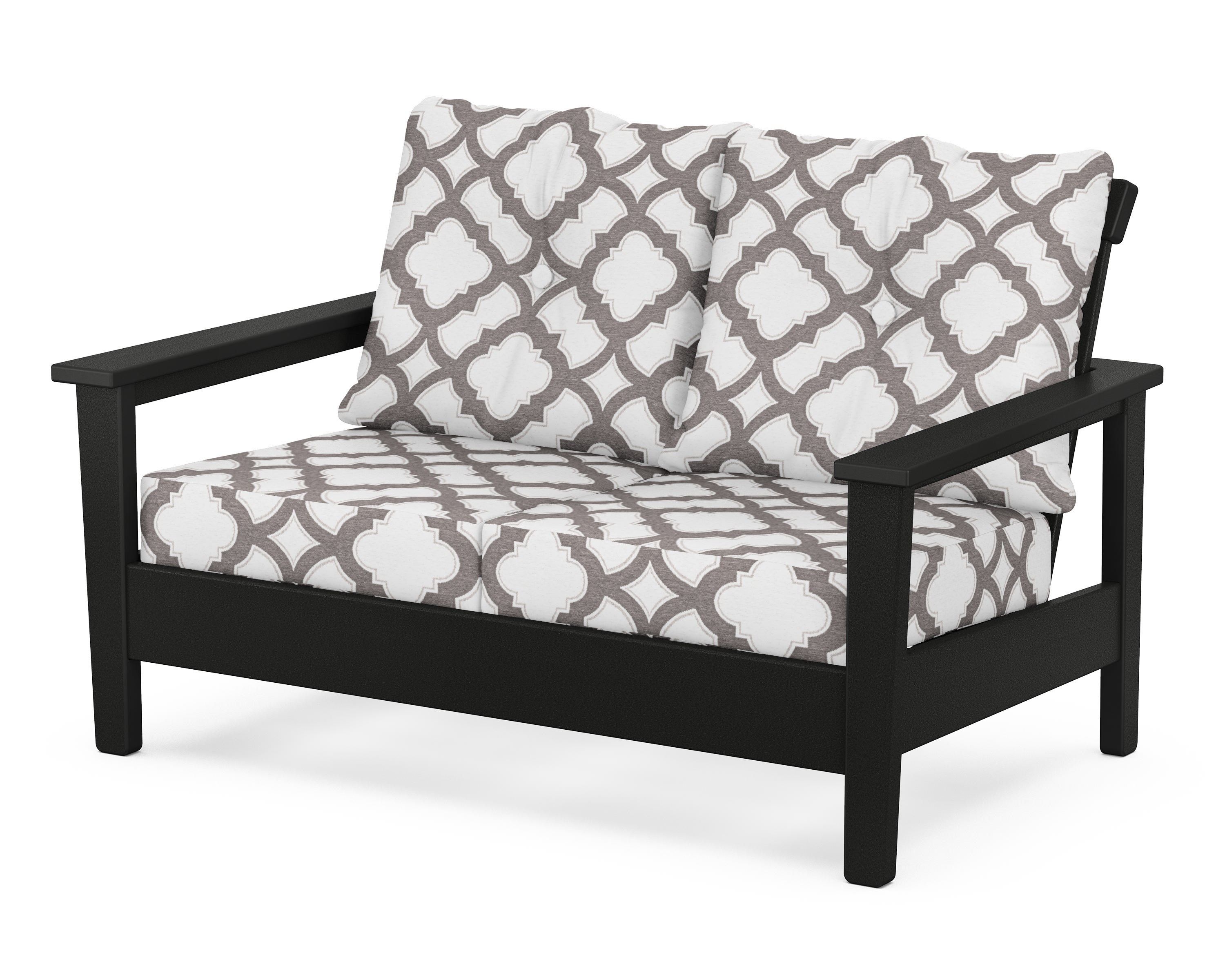 POLYWOOD® Prescott Deep Seating Loveseat in Black / Trellis Grey Mist