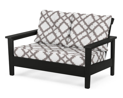 POLYWOOD® Prescott Deep Seating Loveseat in Black / Trellis Grey Mist
