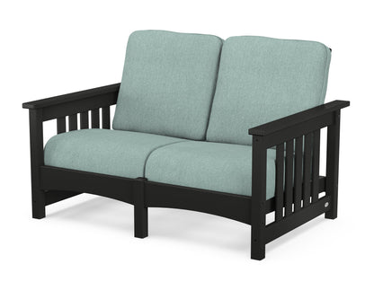 POLYWOOD® Club Mission Loveseat in Black / Glacier Spa