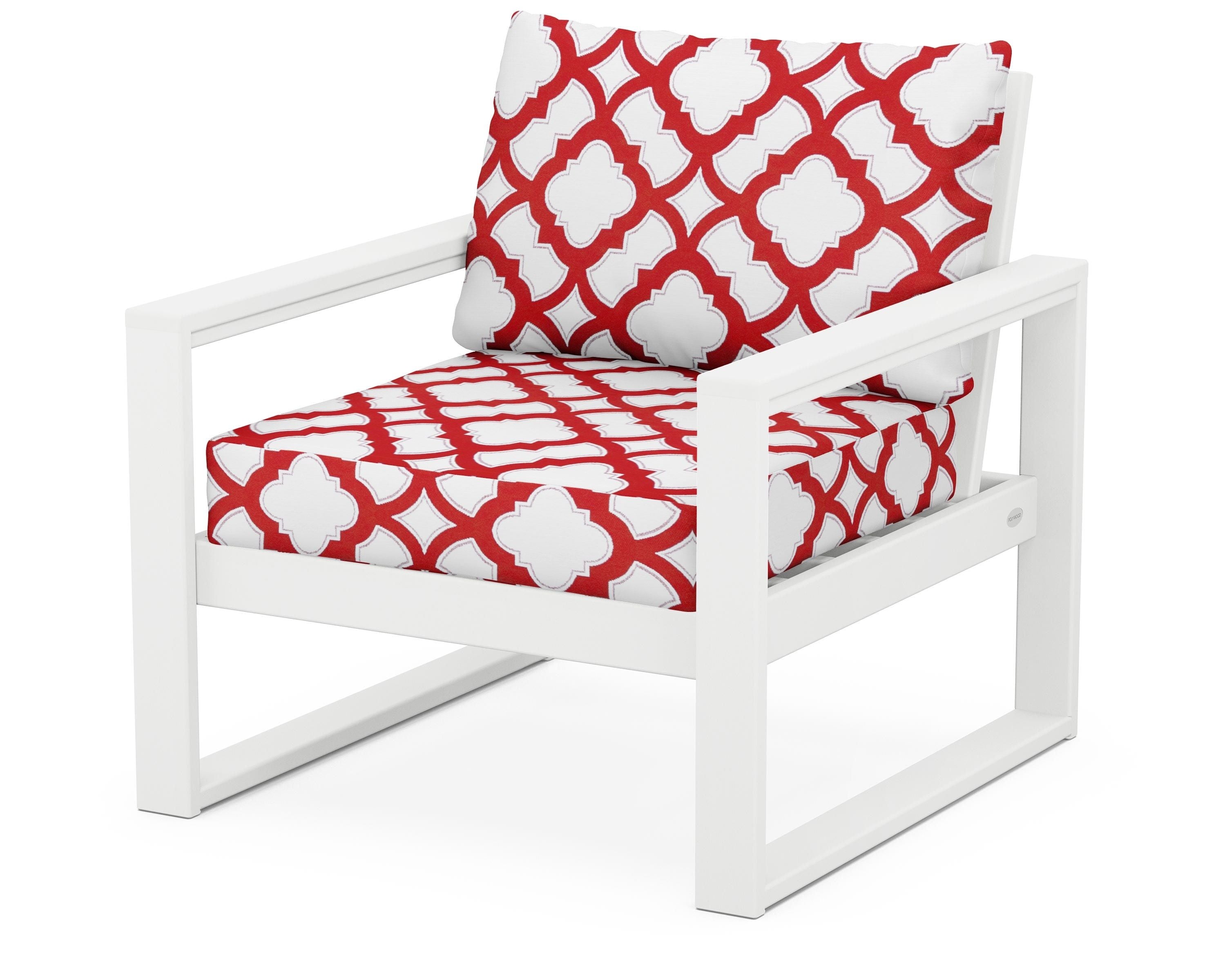POLYWOOD® EDGE Club Chair in White / Trellis Crimson