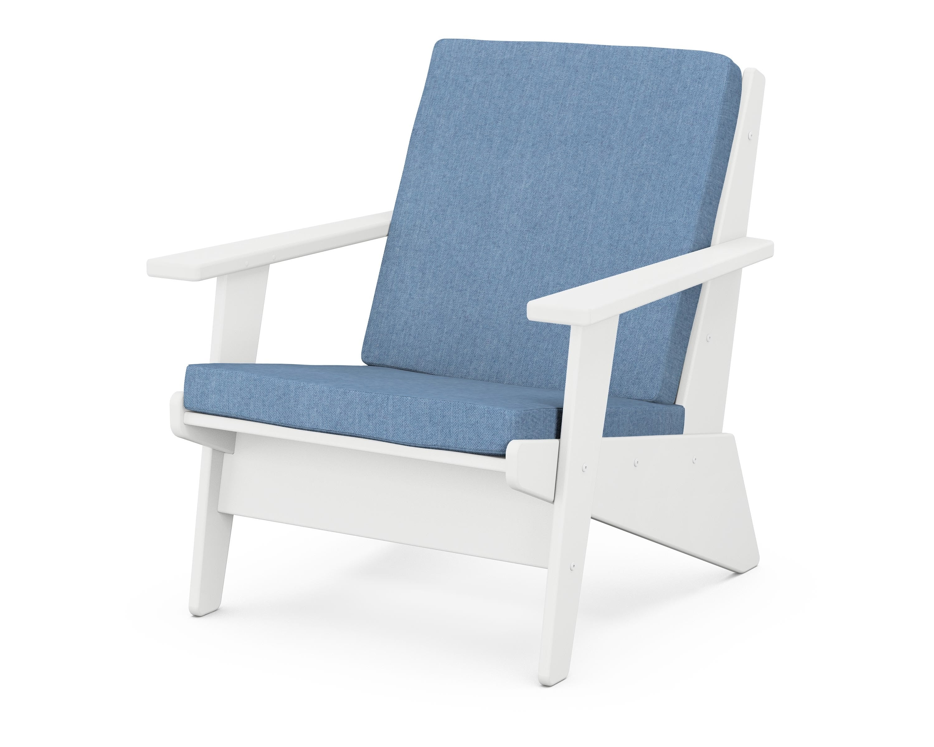 POLYWOOD® Riviera Modern Lounge Chair in White / Sky Blue