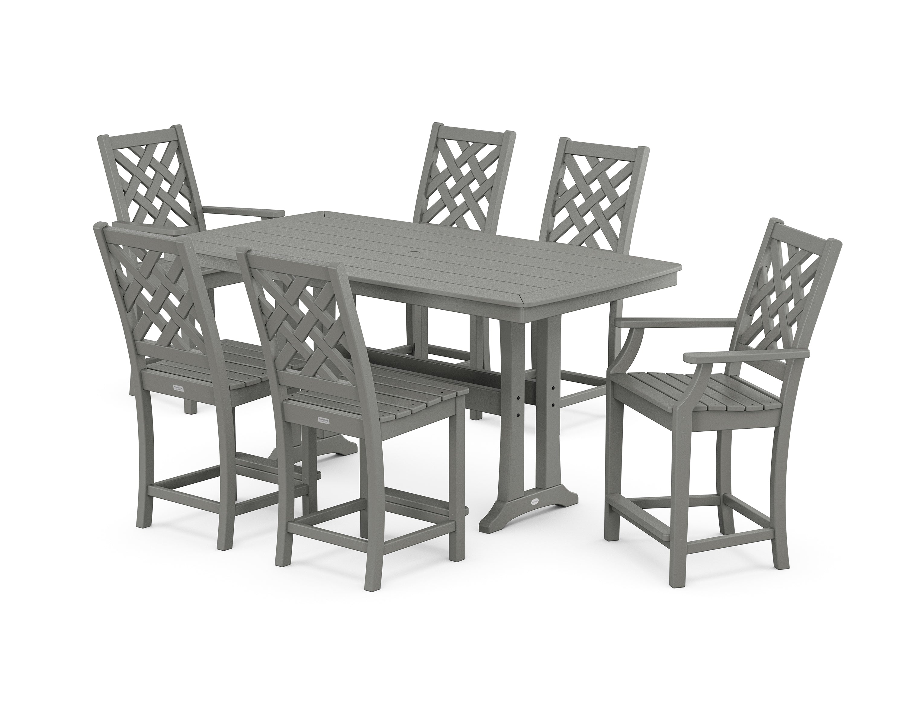 Country Living Wovendale 7-Piece Counter Set with Trestle Legs in Slate Grey