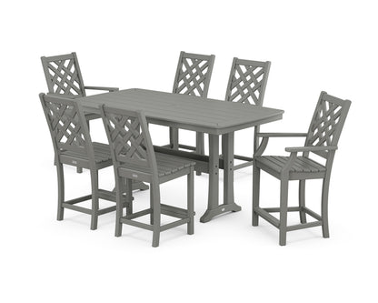 Country Living Wovendale 7-Piece Counter Set with Trestle Legs in Slate Grey