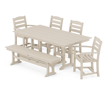 POLYWOOD® La Casa Café 6-Piece Farmhouse Dining Set with Bench in Sand
