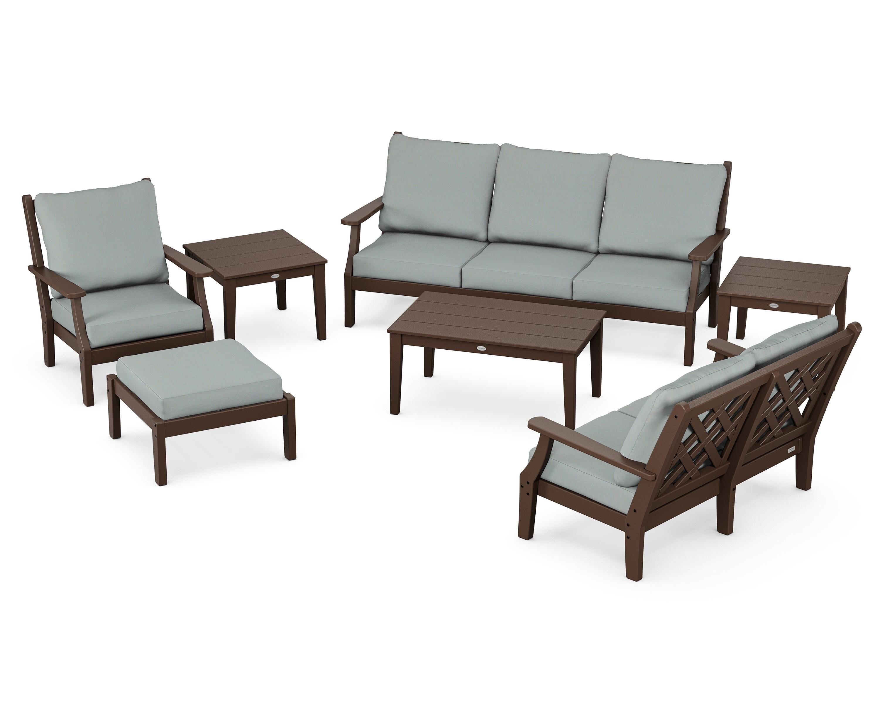 Country Living Wovendale 7-Piece Deep Seating Set in Mahogany / Spa