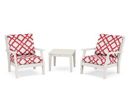 Country Living Wovendale 3-Piece Deep Seating Set in Sand / Trellis Crimson