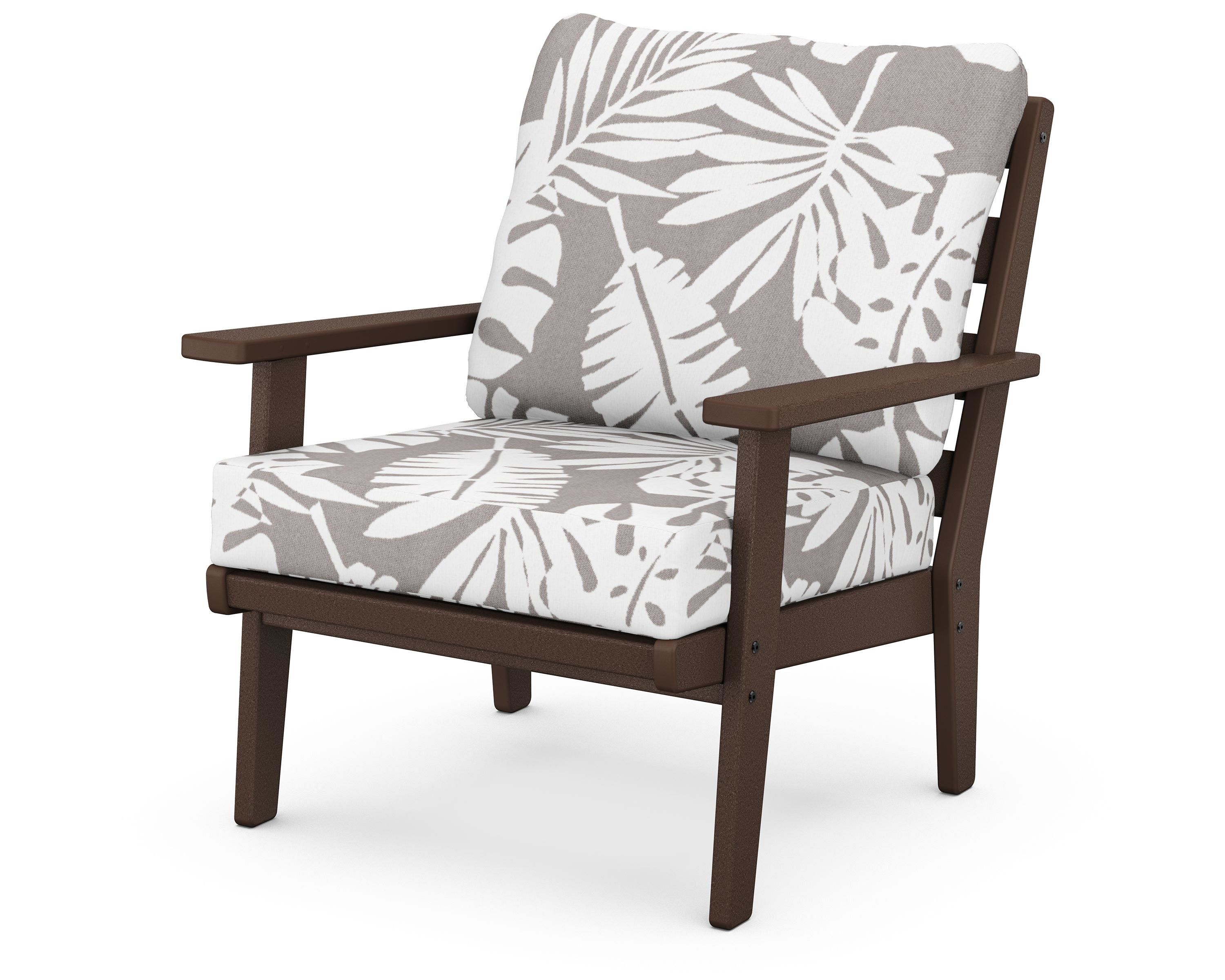 POLYWOOD® Grant Park Deep Seating Chair in Mahogany / Leaf Grey Mist