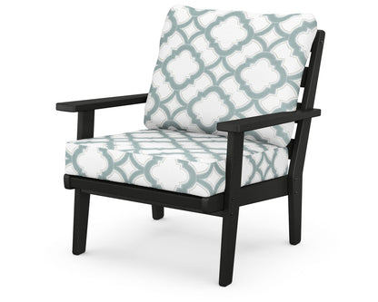 POLYWOOD® Grant Park Deep Seating Chair in Black / Trellis Glacier Spa