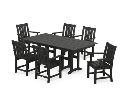 POLYWOOD® Oxford Arm Chair 7-Piece Farmhouse Dining Set in Black