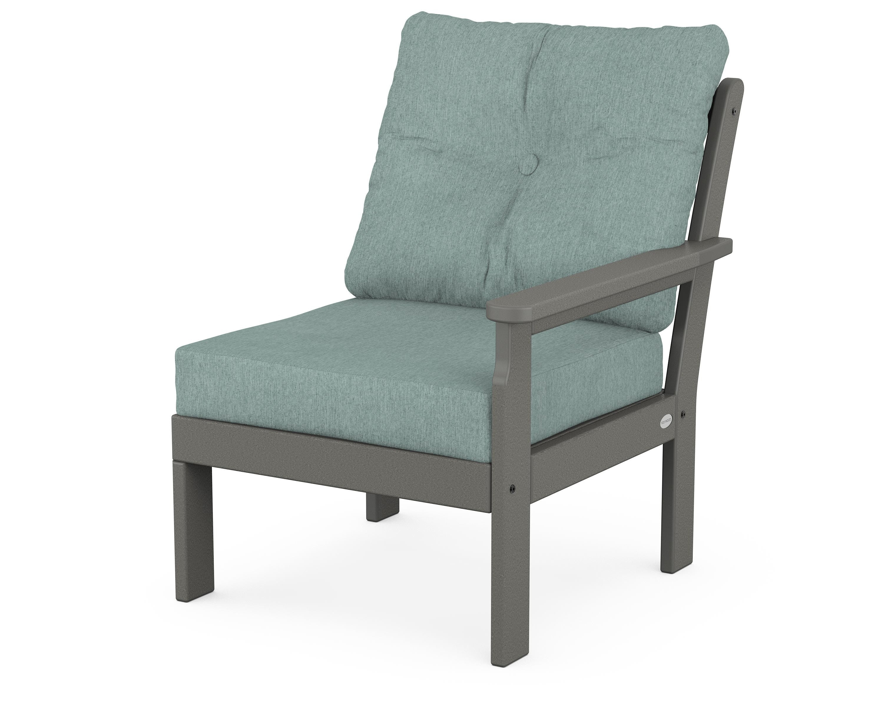 POLYWOOD® Vineyard Modular Right Arm Chair in Slate Grey / Glacier Spa
