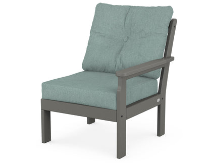 POLYWOOD® Vineyard Modular Right Arm Chair in Slate Grey / Glacier Spa