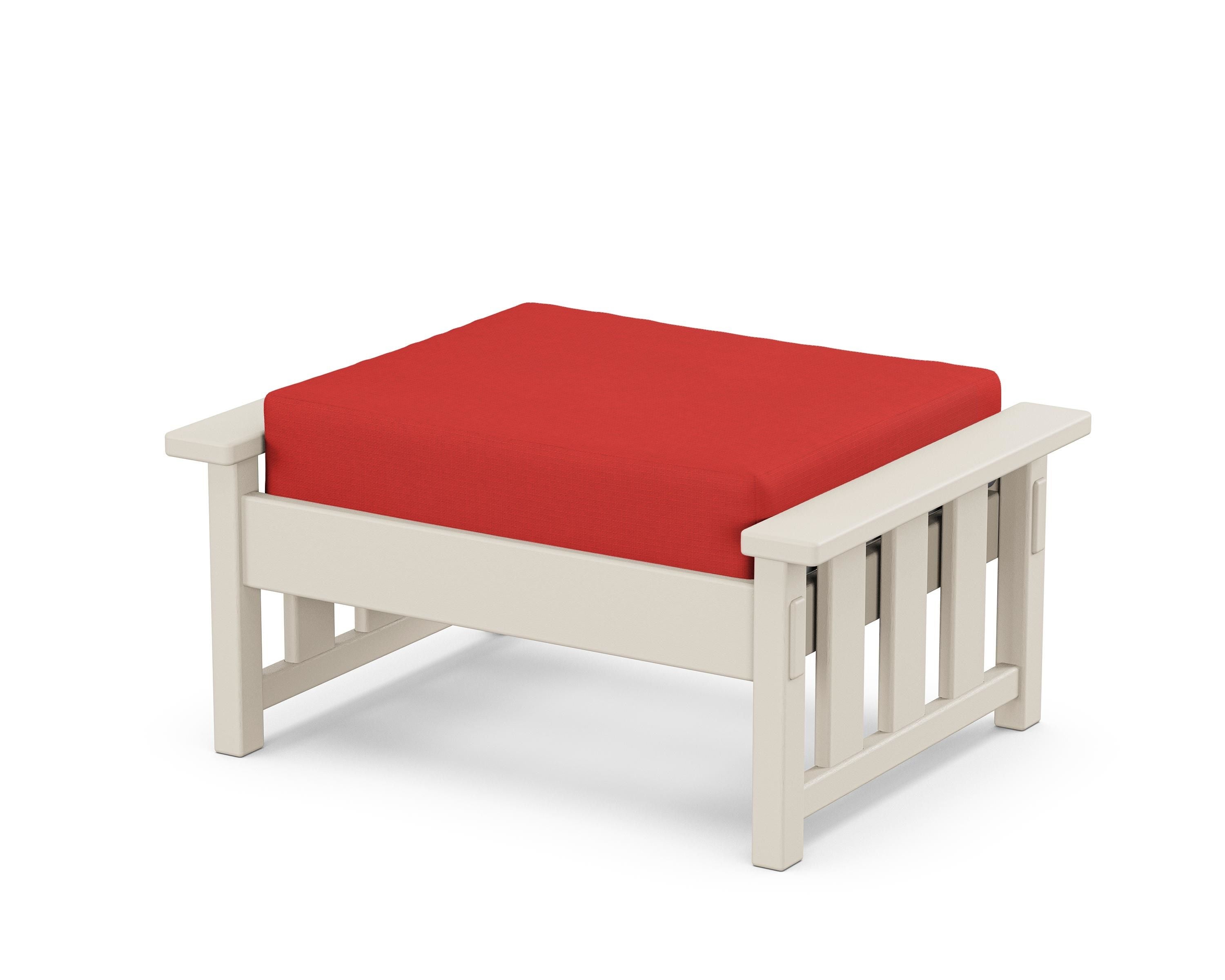Martha Stewart by POLYWOOD® Acadia Deep Seating Ottoman in Sand / Crimson Linen