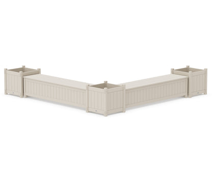 POLYWOOD® 72" Vineyard L- Shaped Planter Storage Bench Corner Set- Large in Sand