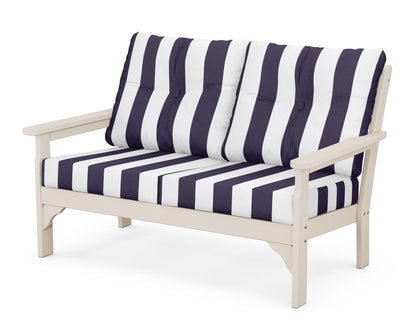 POLYWOOD® Vineyard Deep Seating Loveseat in Sand / Cabana Stripe Navy