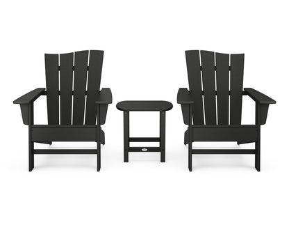 POLYWOOD® Wave 3-Piece Adirondack Chair Set in Black