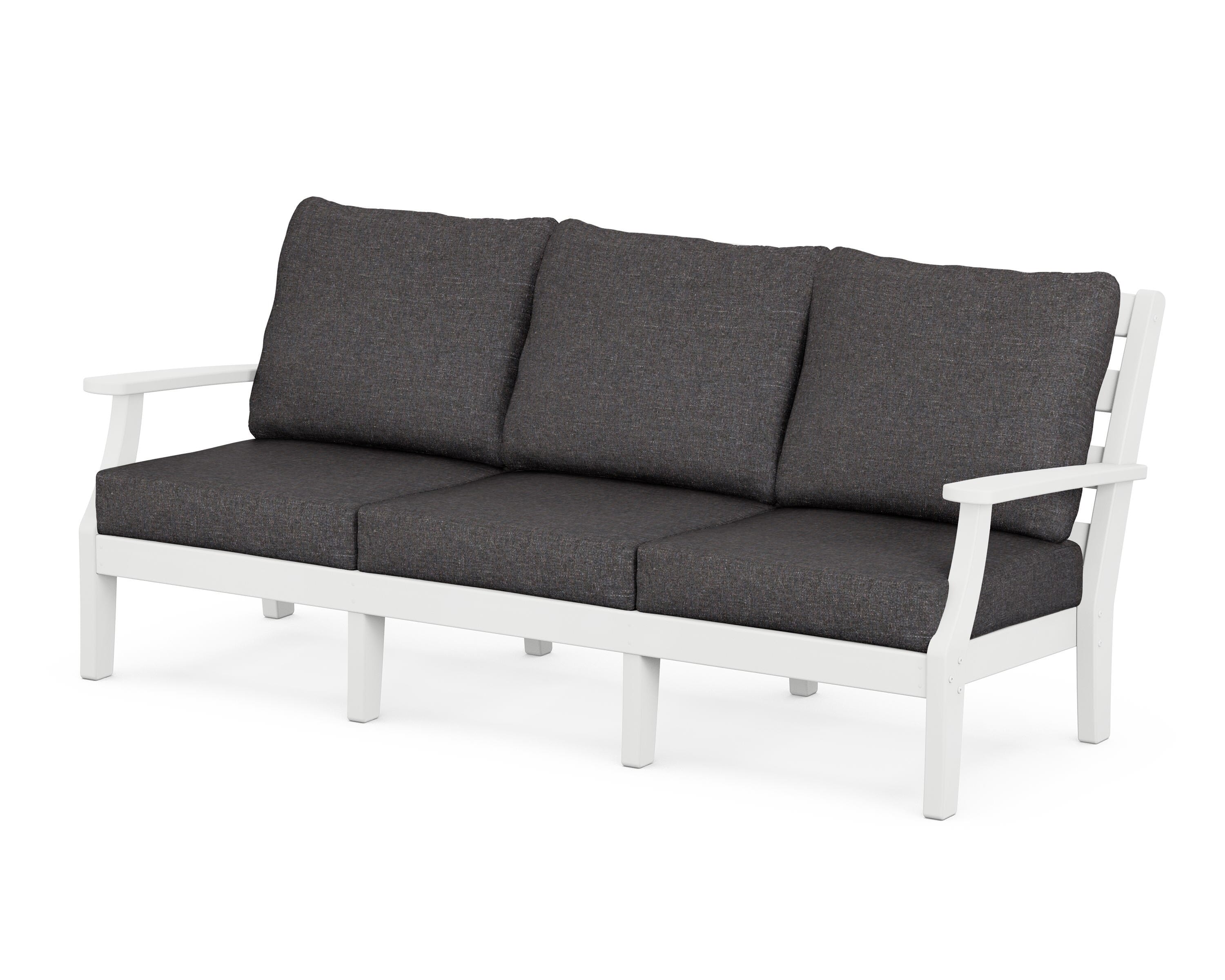 POLYWOOD® Chesapeake Deep Seating Sofa in White / Ash Charcoal