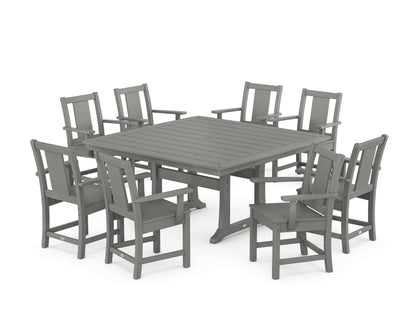 POLYWOOD® Prairie 9-Piece Square Dining Set with Trestle Legs in Slate Grey