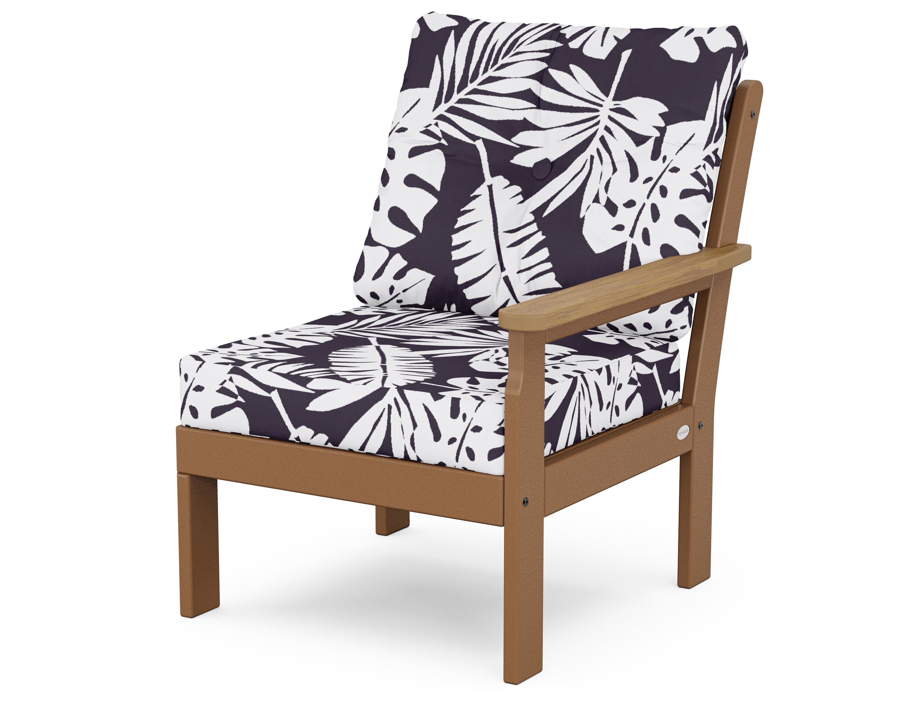 POLYWOOD® Vineyard Modular Right Arm Chair in Teak / Natural / Leaf Navy