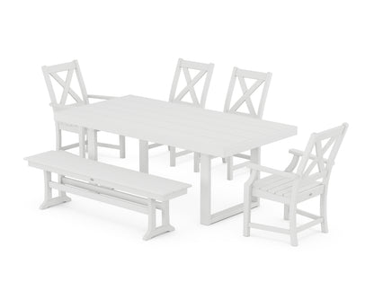 POLYWOOD® Braxton 6-Piece Dining Set with Bench in White