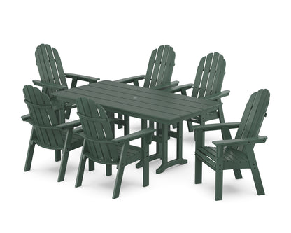 POLYWOOD® Vineyard Curveback Adirondack Chair 7-Piece Farmhouse Dining Set in Green