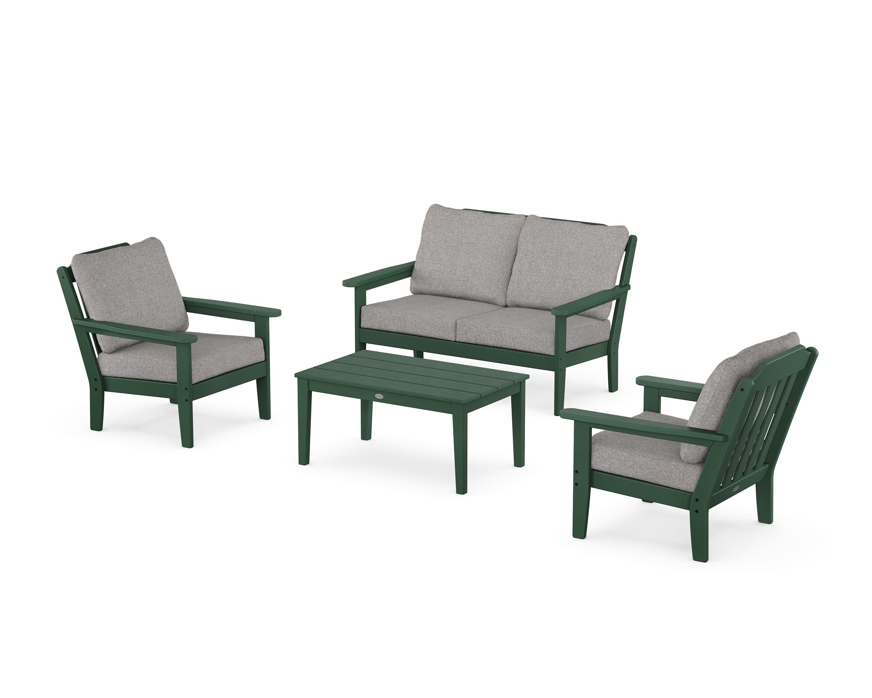 Country Living Cottage 4-Piece Deep Seating Set with Loveseat in Green / Grey Mist