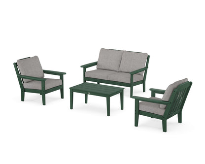 Country Living Cottage 4-Piece Deep Seating Set with Loveseat in Green / Grey Mist