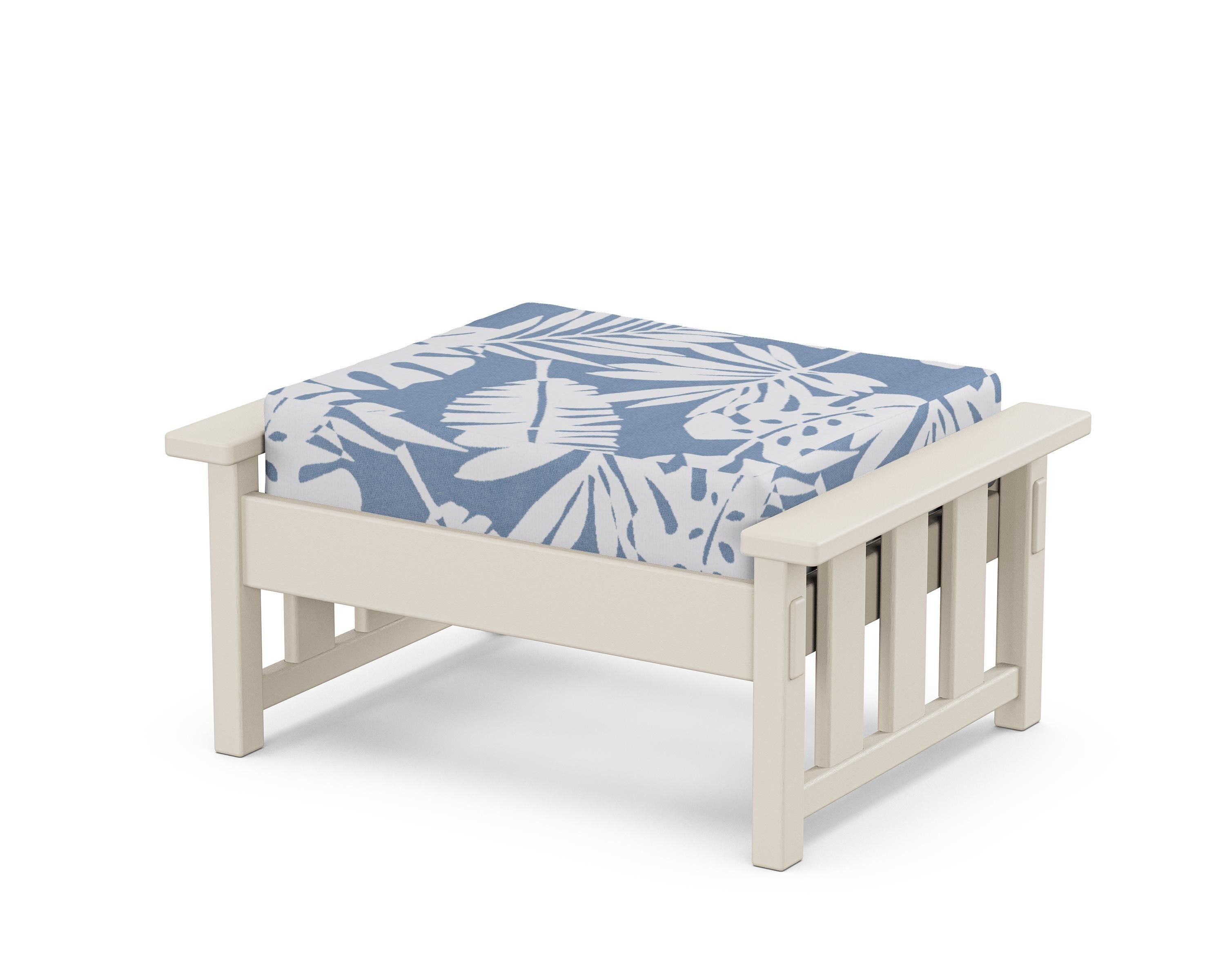 Martha Stewart by POLYWOOD® Acadia Deep Seating Ottoman in Sand / Leaf Sky Blue