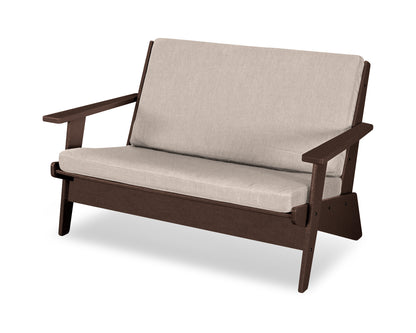 POLYWOOD® Riviera Modern Lounge Loveseat in Mahogany / Cast Ash