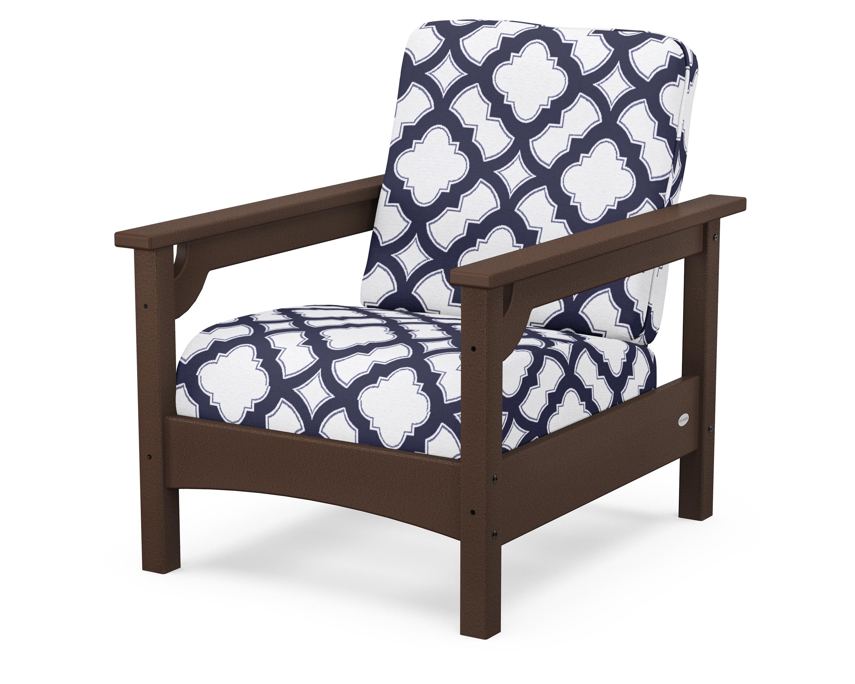 POLYWOOD® Club Chair in Mahogany / Trellis Navy