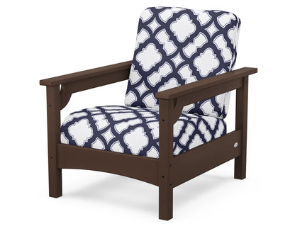 POLYWOOD® Club Chair in Mahogany / Trellis Navy