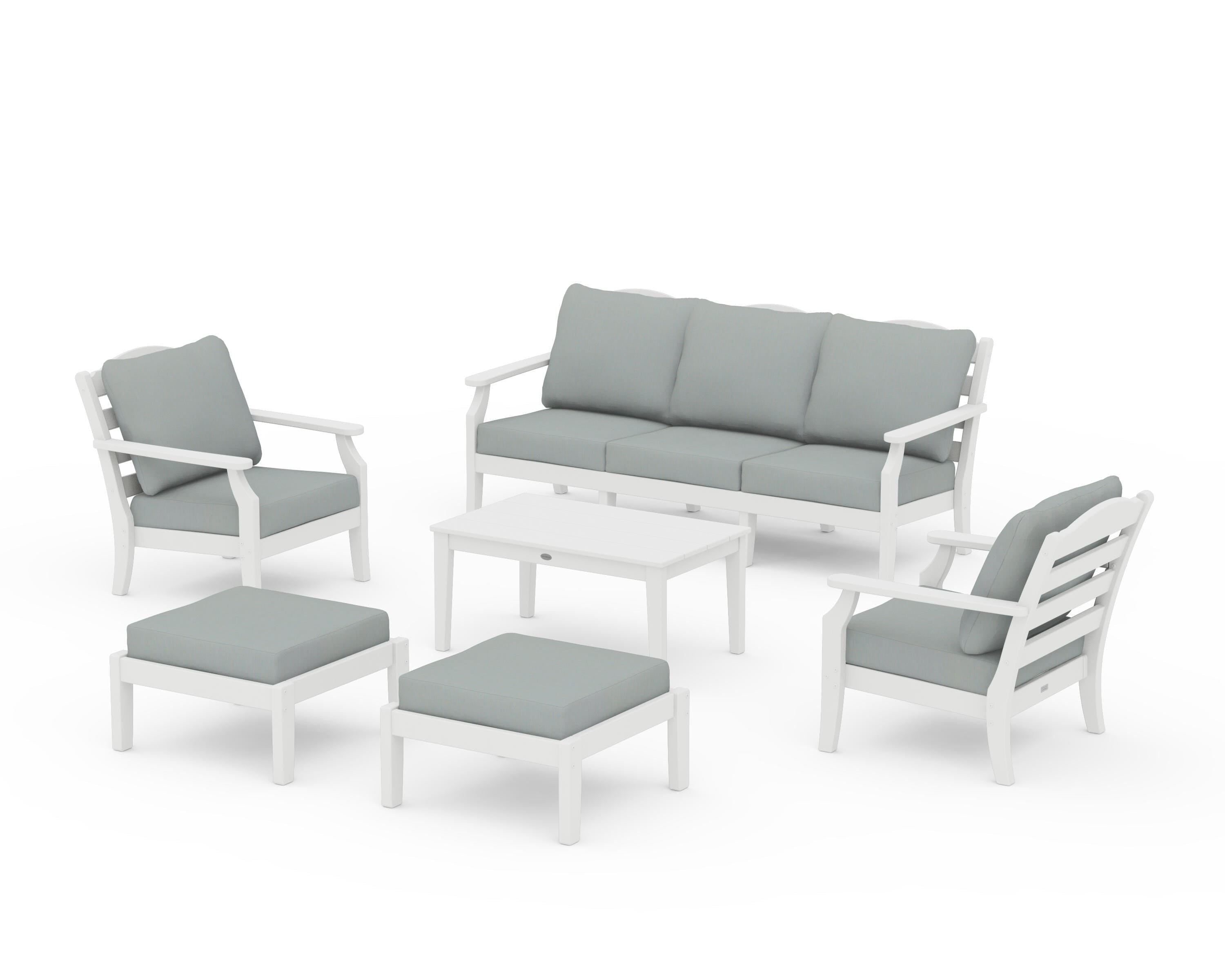Draper James™ by  POLYWOOD® Savannah 6-Piece Lounge Sofa Set in White / Spa