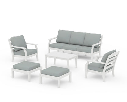 Draper James™ by  POLYWOOD® Savannah 6-Piece Lounge Sofa Set in White / Spa