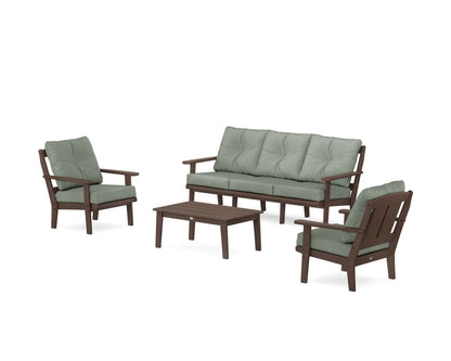 POLYWOOD® Mission 4-Piece Deep Seating Set with Sofa in Mahogany / Cast Sage