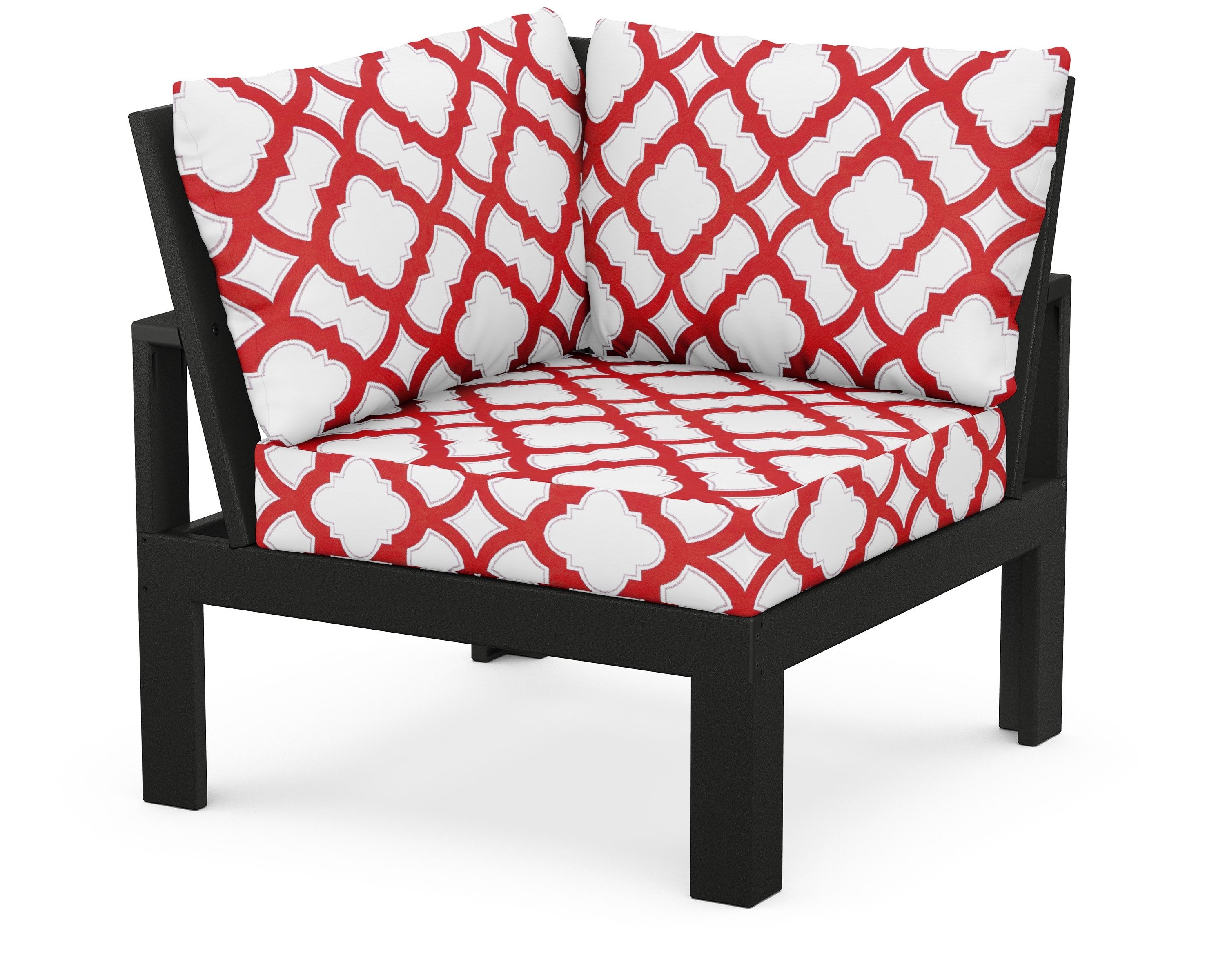 Unbranded Modular Corner Chair in Black / Trellis Crimson