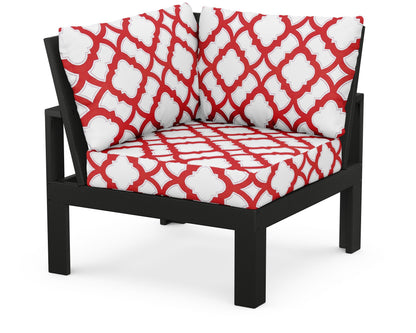 Unbranded Modular Corner Chair in Black / Trellis Crimson