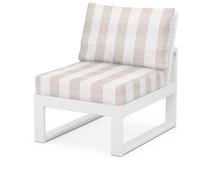 Unbranded Modular Armless Chair in White / Buffalo Plaid Dune Burlap