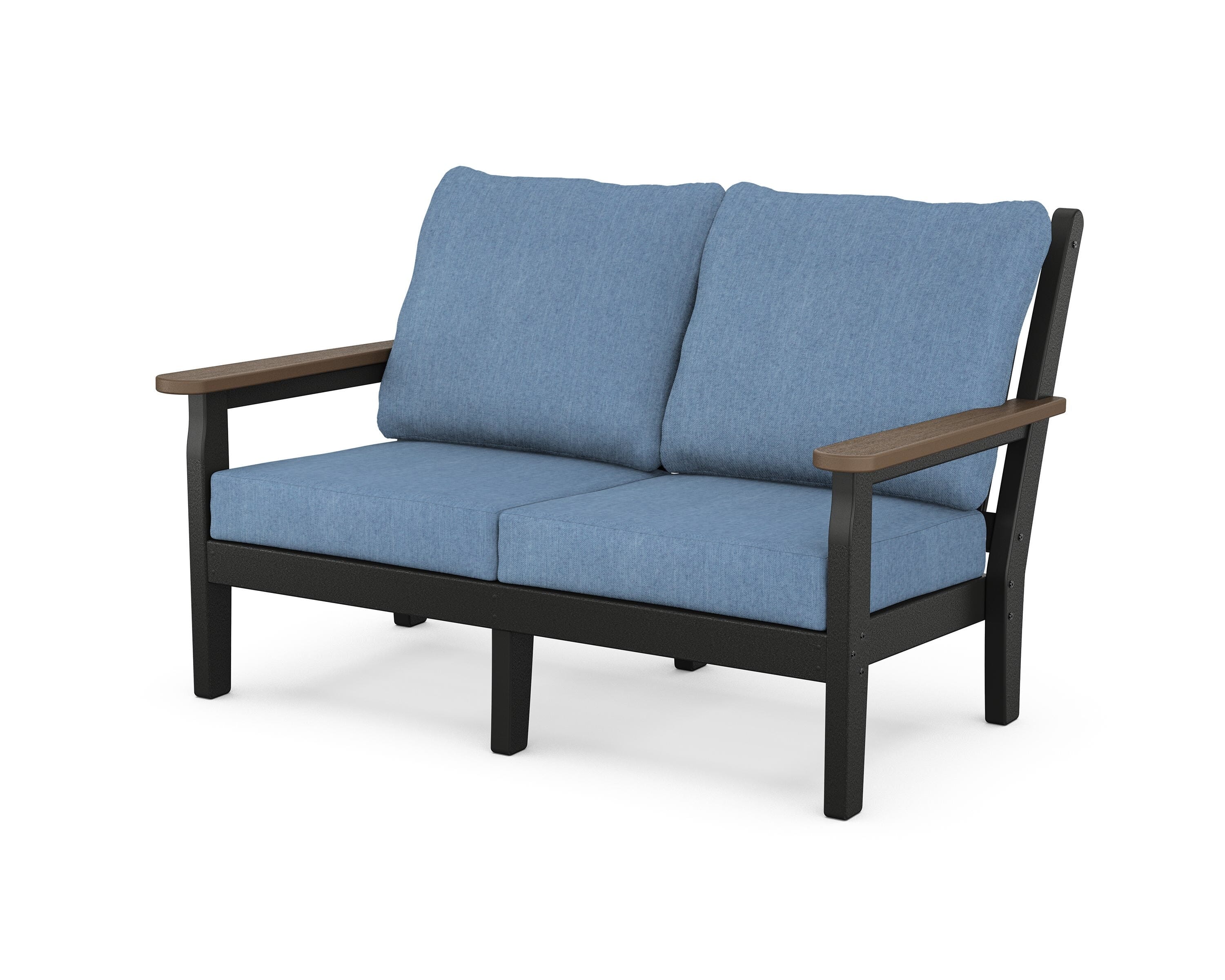 POLYWOOD® Chippendale Deep Seating Loveseat in Black / Kona / Sky Blue