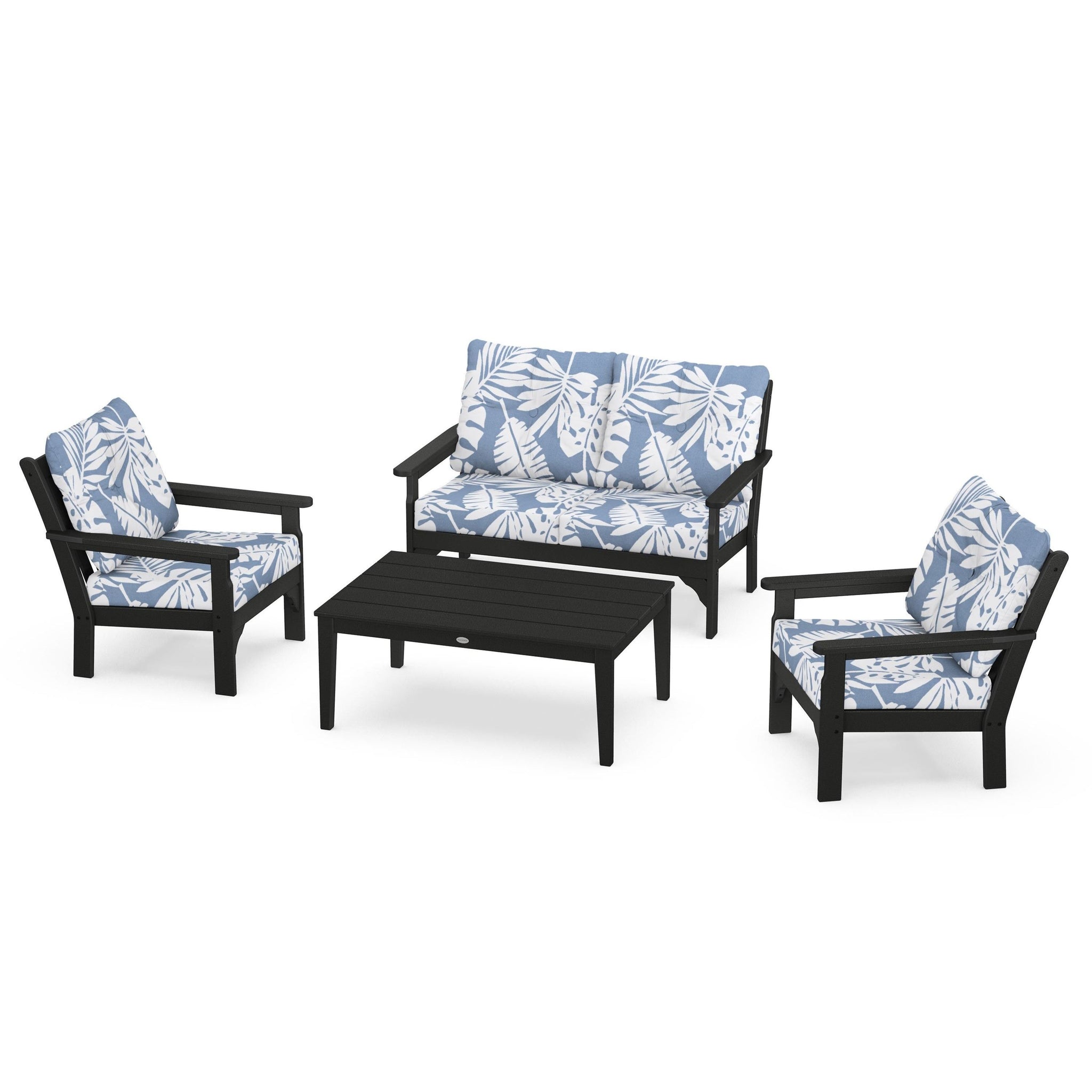 Vineyard 4 Piece Deep Seating Set - Black