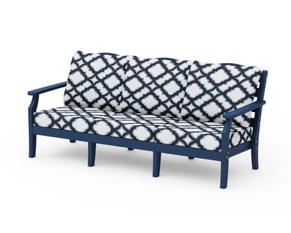 Draper James™ by  POLYWOOD® Savannah Deep Seating Sofa in Navy / Trellis Marine Indigo